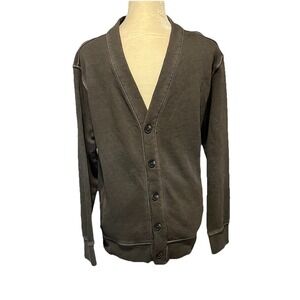Goodfellow & Co V Neck Button Front Cardigan Sweater Preppy Charcoal Mens Size S